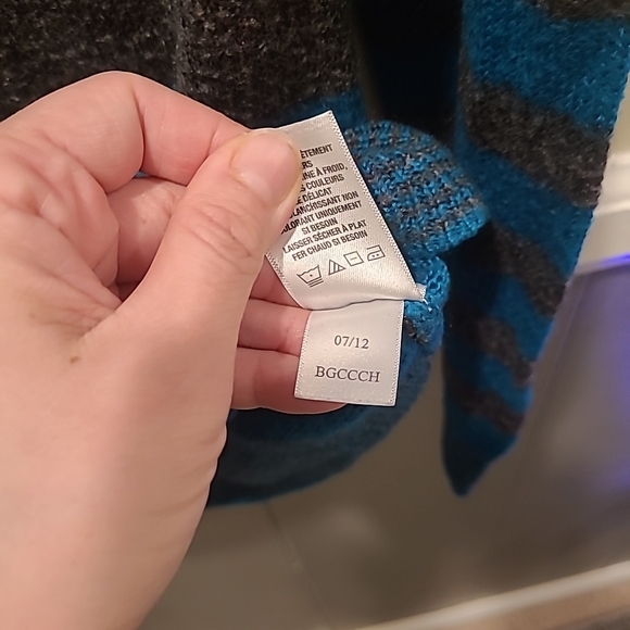 Vintage Aéropostale Womens Knit Sweater Gray/Teal XL L/S Scoop Neck - Picture 6 of 14